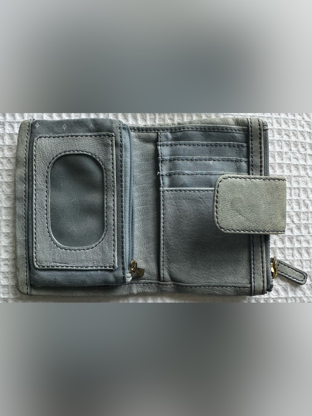 Fossil Emory Blue Leather Wallet Organizer Zip Long Live Vintage 1954 - Picture 3 of 11